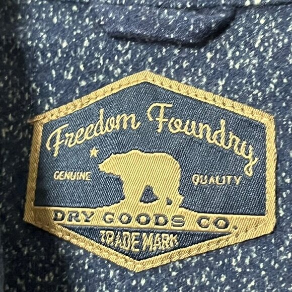 Freedom Foundry Flannel Shirt Navy Heather Button Top Men’s Size Medium Collared - Picture 11 of 13
